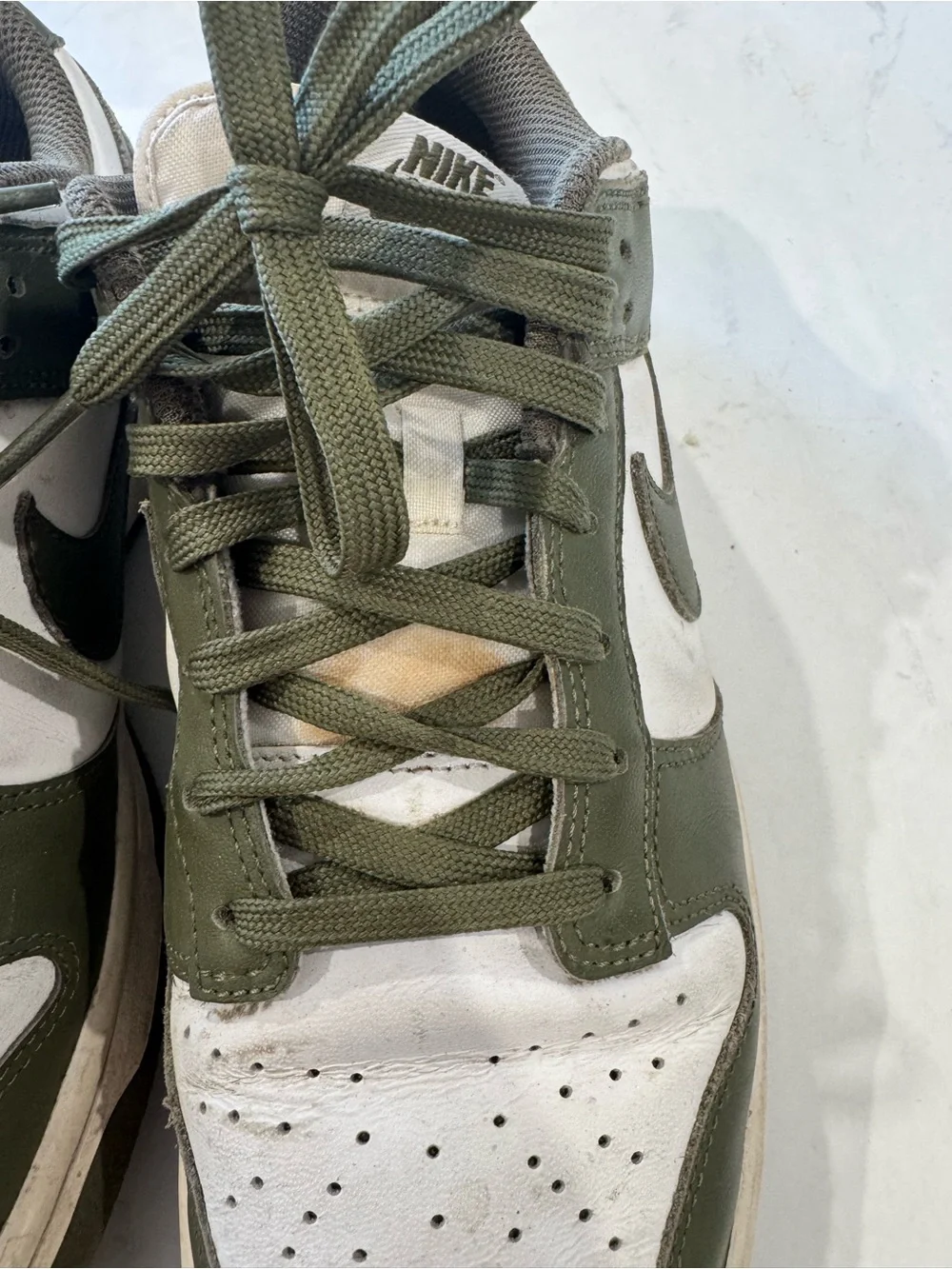 Nike Low-Top Sneakers in Olive Green and White